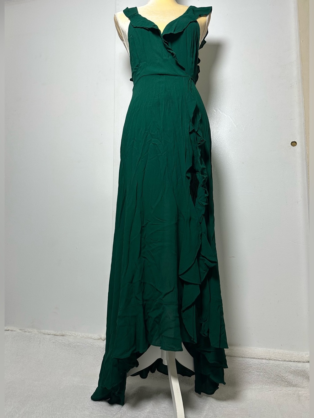 Reformation Winslow Emerald Green Wrap Maxi Dress - Size S (Small)